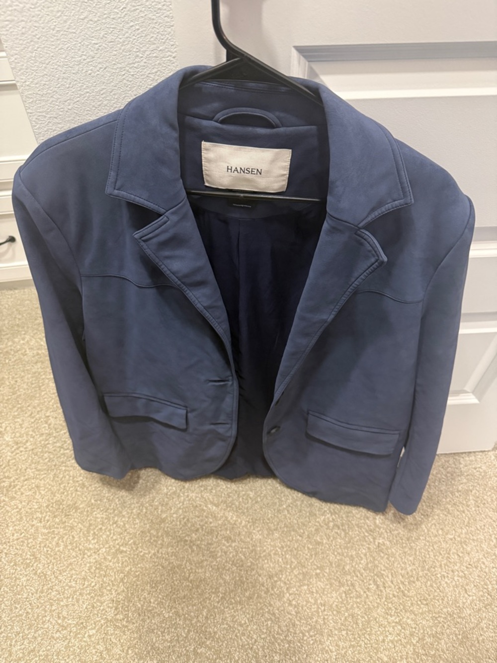 Navy Lennox Vegan Suede Tailored Blazer